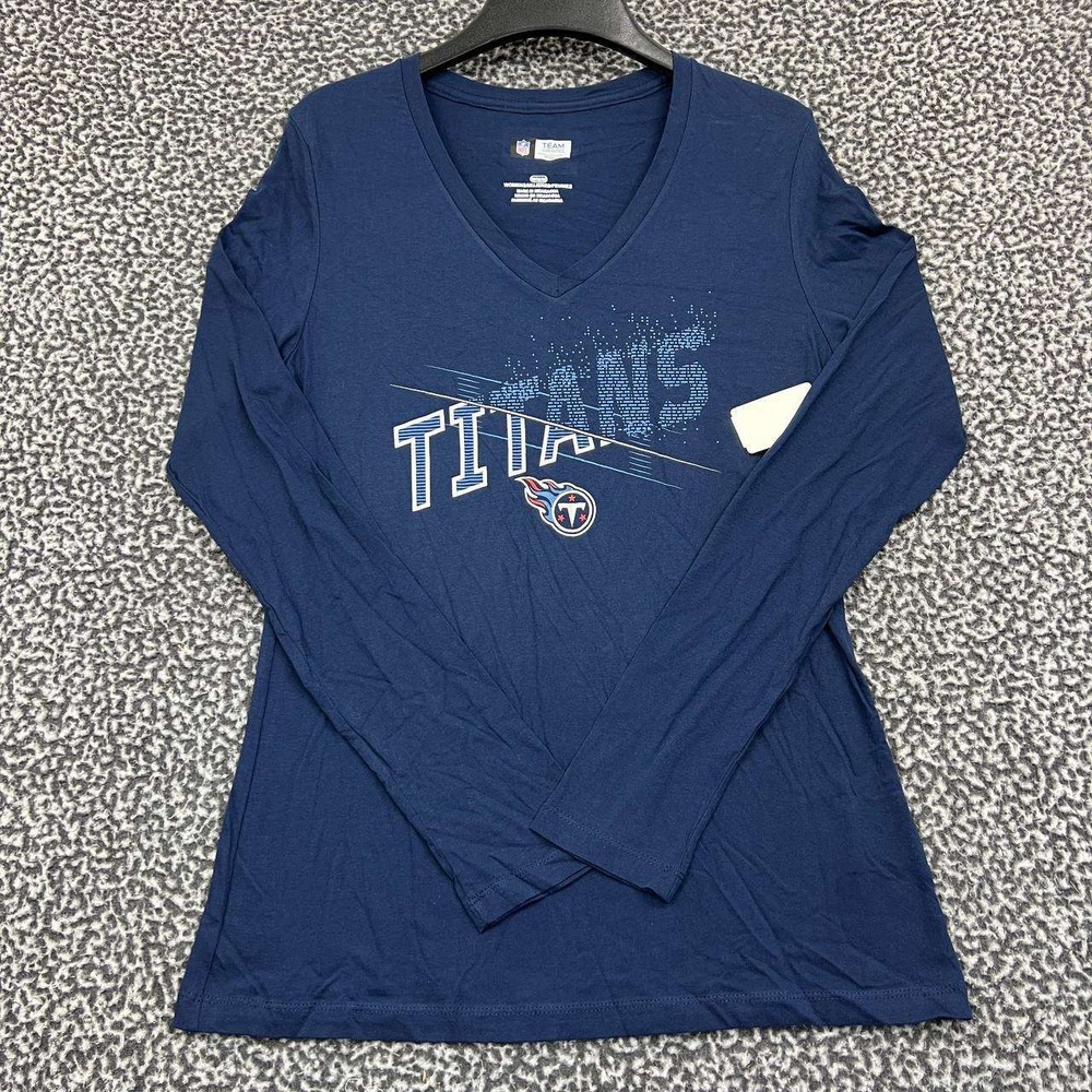 Tennessee Titans Shirt‎ Women Medium Blue Team Apparel Long Sleeve V-Neck New M